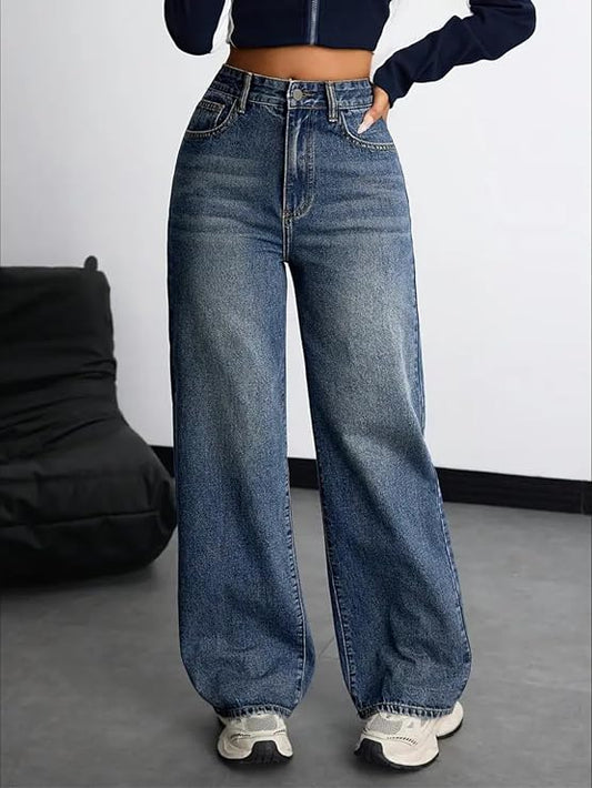 Nifty Women's Denim Stretchable High Waist Baggy Jeans for Women