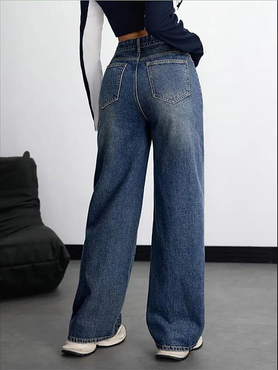 Nifty Women's Denim Stretchable High Waist Baggy Jeans for Women