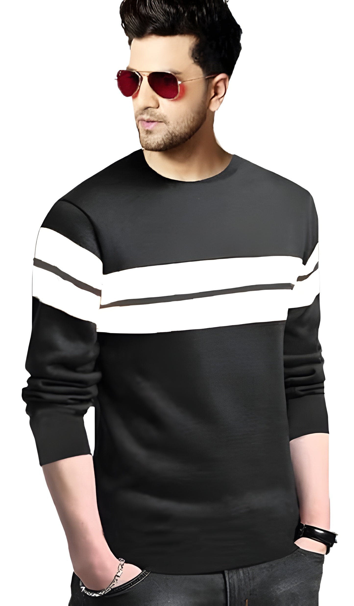 LEOTUDE Men's Full Sleeve Regular Fit Tshirt, Round Neck Cottonblend T-Shirt (Color Multicolor)