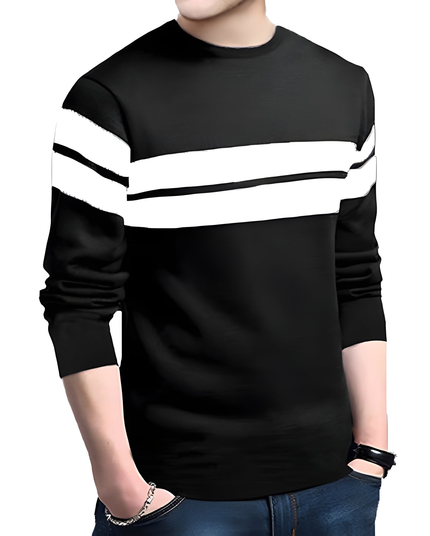 LEOTUDE Men's Full Sleeve Regular Fit Tshirt, Round Neck Cottonblend T-Shirt (Color Multicolor)